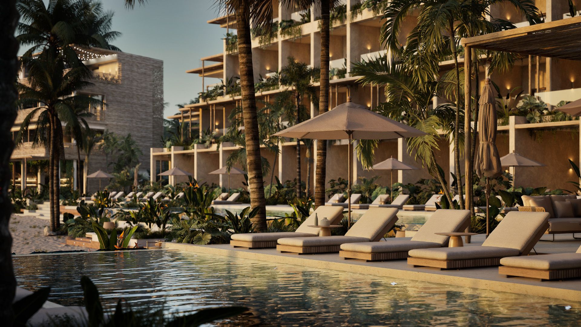 Pool at golden hour